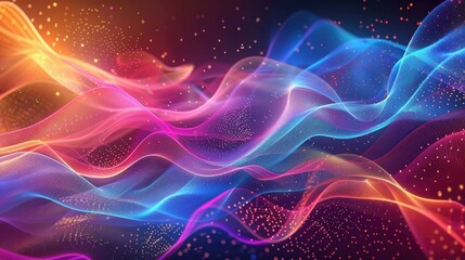 Fototapeta premium Dynamic wavy background with glowing abstract particles, perfect for high-tech digital concepts