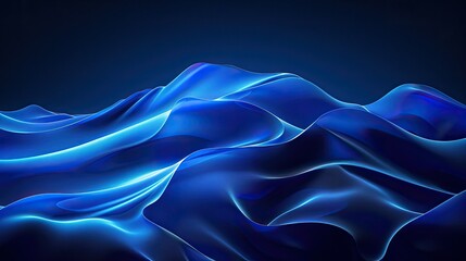 Obraz premium Elegant blue neon illustration with soft waves, ideal for sophisticated and tranquil digital art