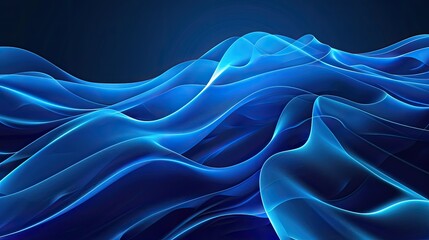 Fototapeta premium Elegant blue neon waves illustration, creating a tranquil and futuristic digital environment
