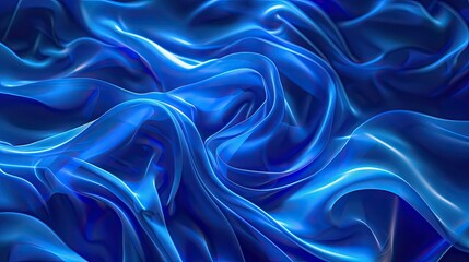 Obraz premium Gentle blue neon waves background, ideal for creating a tranquil and futuristic digital environment