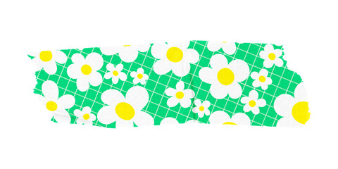Daisy washi tape png sticker, cute girly design, transparent background