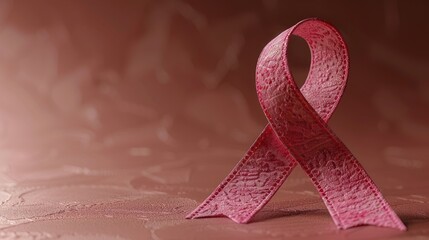 Pink ribbon on a brown background. raising awareness about breast cancer