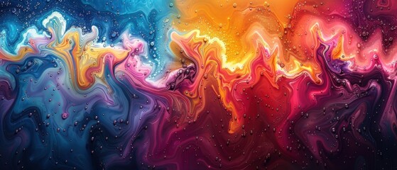 A psychedelic abstract background with vibrant colors, swirling and morphing in a kaleidoscopic effect.