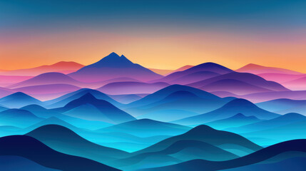 A mountain range with a beautiful blue sky in the background