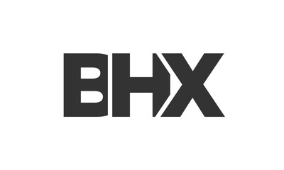 BHX logo design template with strong and modern bold text. Initial based vector logotype featuring simple and minimal typography. Trendy company identity.