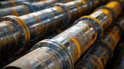 Fototapeta premium Oil production pipes in sections