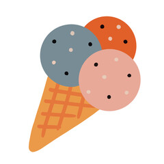 Vector hand drawn cartoon illustration cute ice cream cone