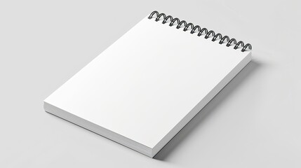 Realistic blank closed spiral notepad mockup on white background