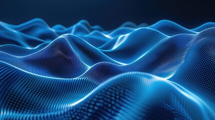 Fototapeta premium Soft and elegant blue neon waves, creating a serene and modern digital background