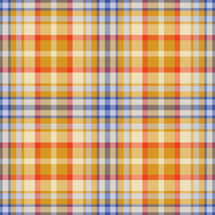 Plaid seamless pattern in orange. Check fabric texture. Vector textile print.