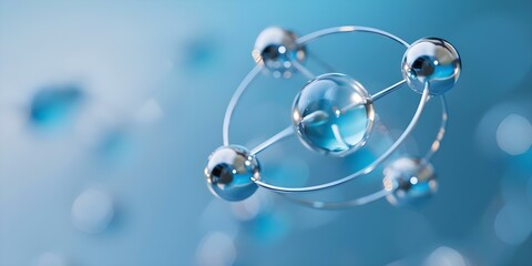 Abstract digital illustration of an atomic model with nucleus and orbiting electrons. Concept Science, Physics, Atomic Structure, Digital Art, Illustration