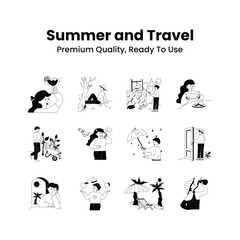Summer and travel illustrations set in modern design style