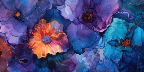 Abstract Floral Painting with Vibrant Colors