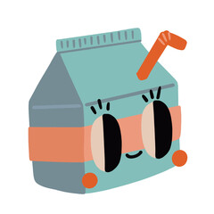 Vector hand drawn cartoon illustration cute juice box