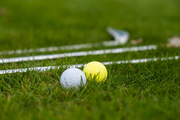 Golf equipment on lawn