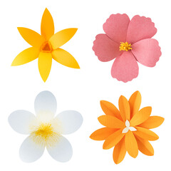 Tropical flower paper craft png set