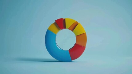 Obraz premium Colorful Pie Chart on Blue Background