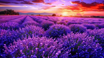 Obraz premium Lavender Fields at Sunset