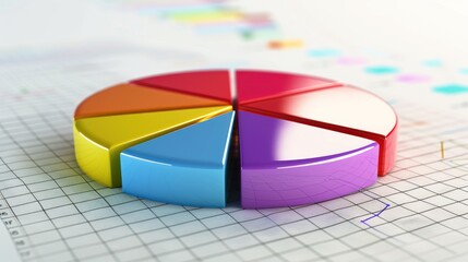 Colorful Pie Chart on a Graph Paper