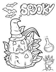 A cute, friendly pumpkin with a big smile, perfect for kids to color and enjoy Halloween fun