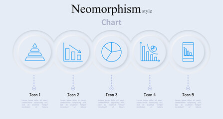 Chart set icon. Pyramid, bar chart, pie, line chart, mobile chart, data visualization, statistics, financial analysis, infographic