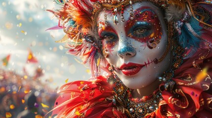 A blank depiction of EnrouteFrance's festive carnival, with vibrant costumes and lively parades
