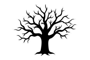 Halloween tree vector illustration, Halloween silhouette vector	