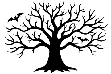 Fototapeta premium Halloween tree silhouette vector, Silhouette of a dead tree vector illustration