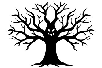 Obraz premium Halloween tree silhouette vector, Silhouette of a dead tree vector illustration