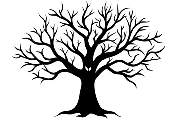 Halloween tree silhouette vector, Silhouette of a dead tree vector illustration