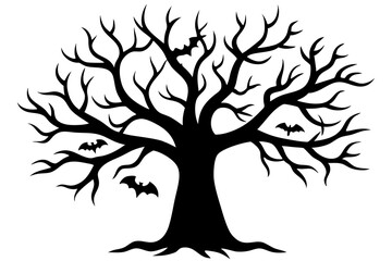 Halloween tree silhouette vector, Silhouette of a dead tree vector illustration