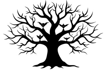 Halloween tree silhouette vector, Silhouette of a dead tree vector illustration