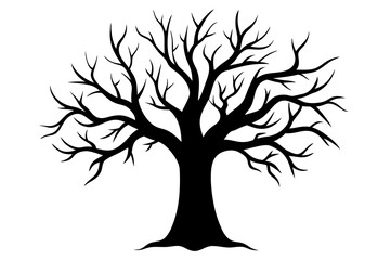 Halloween tree silhouette vector, Silhouette of a dead tree vector illustration