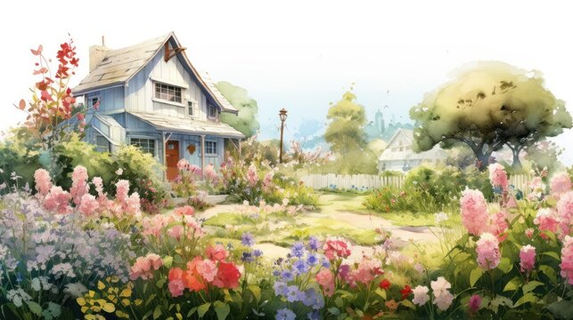 watercolor illustration of a house