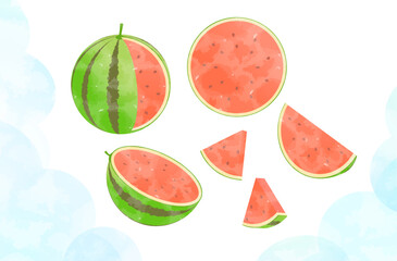 カットされたスイカのイラスト