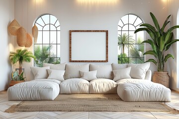 blank frame in living room corner professional photography