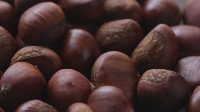 Brown roasted chestnut texture background 