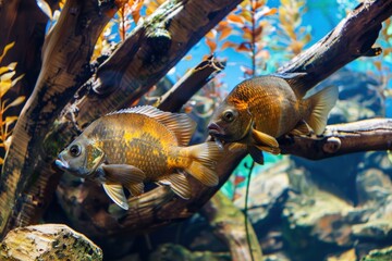 Two Fish Swimming in an Aquarium