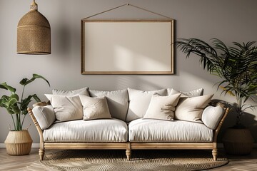 blank frame in living room corner professional photography