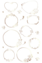 Cute doodle floral wreath transparent png set