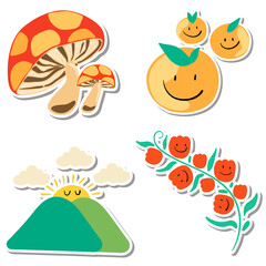 Cute natural doodle design element set