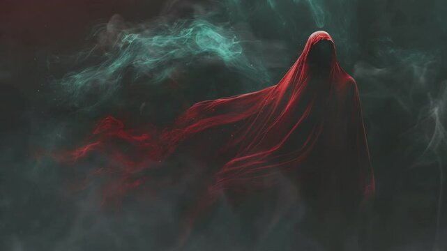 Mysterious Figure in Red Cloak