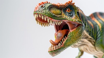 Obraz premium Dinosaur toy against white backdrop