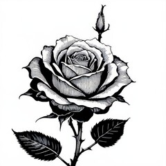 Elegance in simplicity: a timeless black and white rose line drawing.