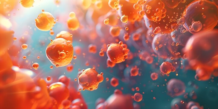 Abstract photorealistic depiction of vitamin B12s molecular movement within the human body. Concept Science Illustration, Molecular Movement, Vitamin B12, Human Body, Photorealistic Art