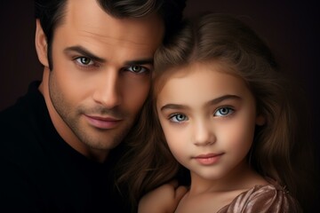 Heartwarming portrait of father and daughter sharing a joyful embrace.