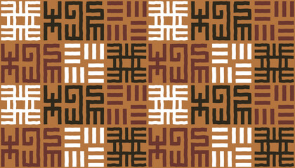 Afro geometric hand drawn abstract seamless pattern, ethnic background print, simple style - great for textiles, banners, wallpapers, wrapping - vector design