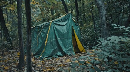 Green Tent in the Forest