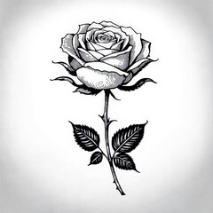 Elegance in simplicity: a timeless black and white rose line drawing.