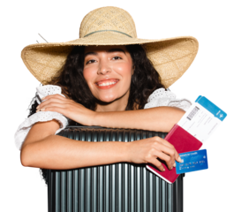 Happy woman ready for her summer trip mockup